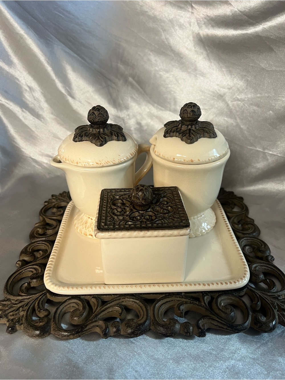 Gg collection Creamer & Sugar Set – 3-Piece Ceramic Set